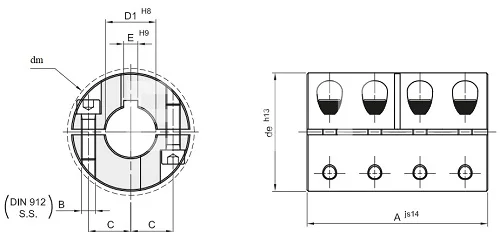 Муфта продольно-свёртная сегментная GBRR 40 нержавеющая, EMT | ЕМТ