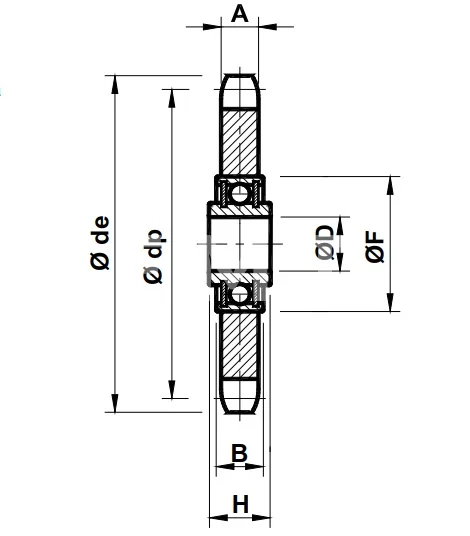 Звездочка натяжная с подшипником для цепи 10B-1 (PC10016), Z=16 EMT | ЕМТ