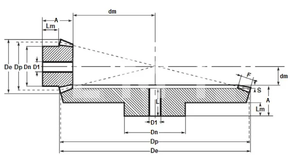 Коническая пара прямозубая (B) C35B600, передат. число=1:4, M=3,5, Z=15/60, EMT | ЕМТ