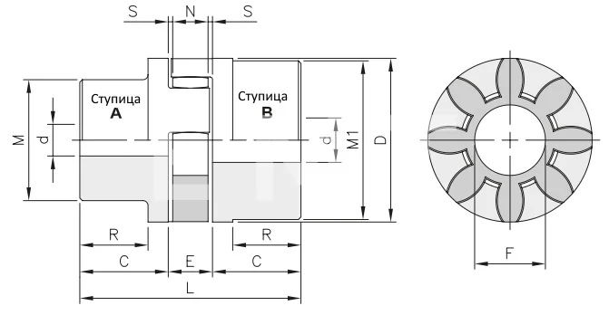 Полумуфта под расточку GEB 90-100 B dmax=100 мм (SGMB100), EMT | ЕМТ