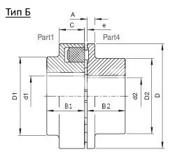 Полумуфта N-EUPEX 180 под расточку часть 4 dmax=75 мм, EMT | ЕМТ